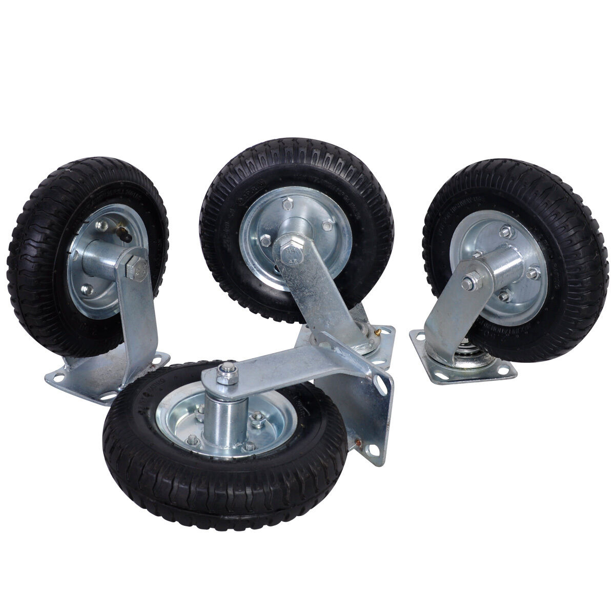 4pcs 8" Air Tire Caster Wheel 2 Rigid + 2 Swivel Wheel Farm Wheels Durable